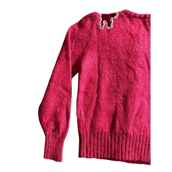 Vtg Mangiotti Embellished Cardigan Button Sweater Fuchsia kid mohair Free Size - Picture 7 of 8